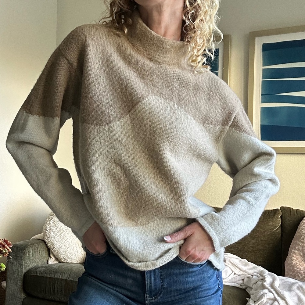 Theory Beige and Brown Sweater